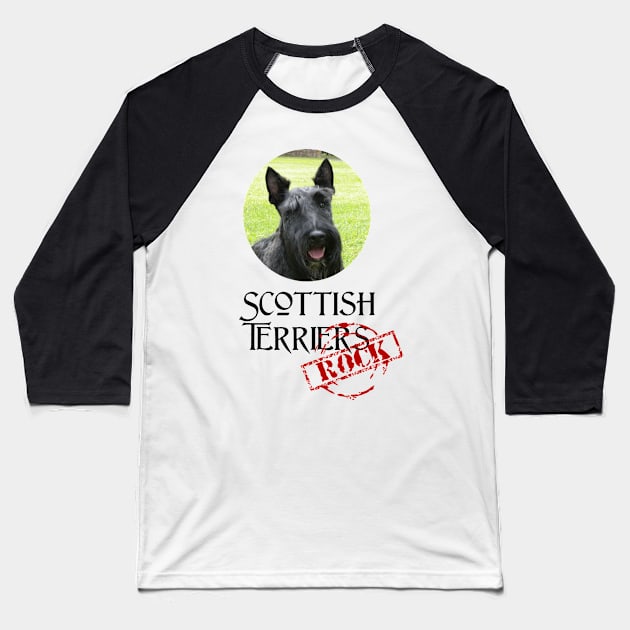 Scottish Terriers Rock! Baseball T-Shirt by Naves